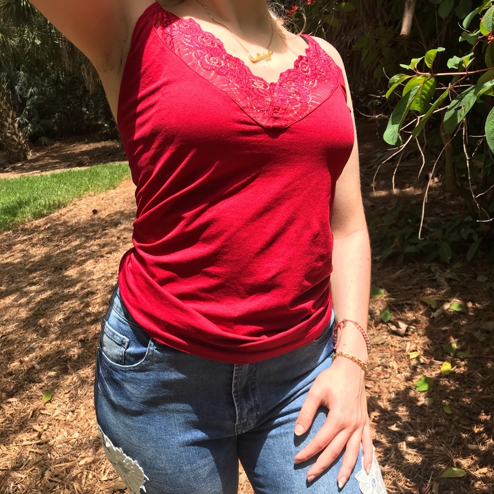 Lace Red Tank ❌‼️ - Picture 3 of 5